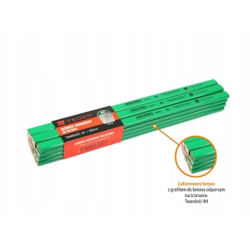 Ołówek murarski - do betonu 4H 300mm TEGER 12 sztuk