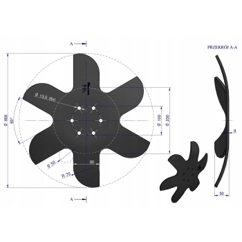 Talerz skrajny prawy Z6 fi460 6/100mm grubość 8mm KM060250 Bednar WARYŃSKI