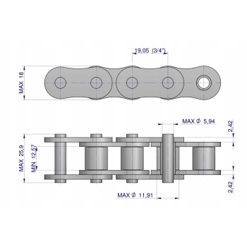 Łańcuch rolkowy L12A1-38PZ Claas 686200 686200.0 0006862000 WARYŃSKI