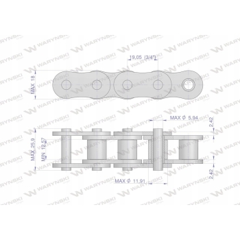 Łańcuch rolkowy L12A1-38PZ Claas 686200 686200.0 0006862000 WARYŃSKI
