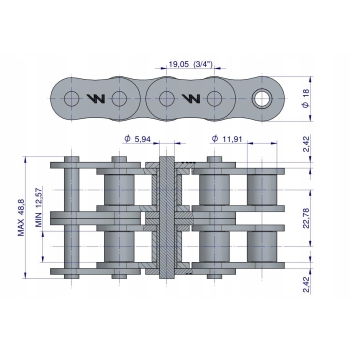 Łańcuch rolkowy L12A2-88PZ Claas 603132 603132.0 0006031321 WARYŃSKI