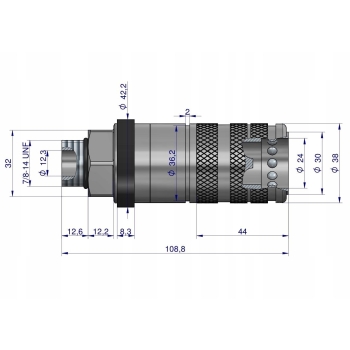 Szybkozłącze hydrauliczne zrywalne gniazdo G7/8UNF GZ PUSH-PULL WARYŃSKI
