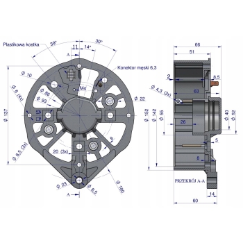 Tarcza pokrywa tylna alternatora EX257000 A120 Bizon EXPOM KWIDZYN, EX-254400EX