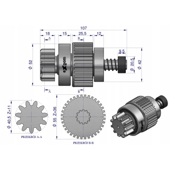 Zespół sprzęgający rozrusznika LTZ typu Magneton 9144821 Blue EXPOM KWIDZYN