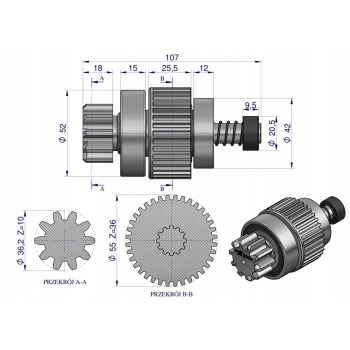 Zespół sprzęgający rozrusznika T-25 MTZ typu Magneton 9142780 Blue EXPOM
