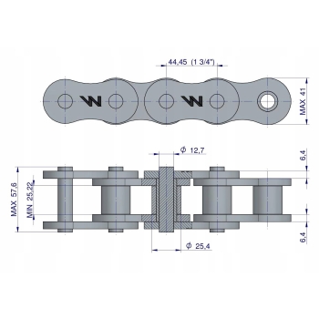 Łańcuch rolkowy wzmocniony przemysłowy 28AH1 ANSI 140H R1 1.3/4 5m WARYŃSKI