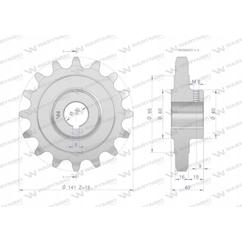 Koło łańcuchowe Z16 1' fi-30 Rozrzutnik WARYŃSKI
