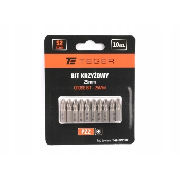 Bit krzyżowy PZ 25 mm PZ2 (ZESTAW 10 SZT) TEGER, T-W-BPZ102