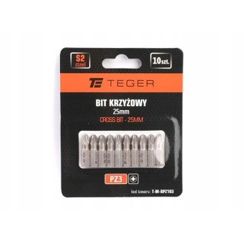 Bit krzyżowy PZ 25 mm PZ3 (ZESTAW 10 SZT) TEGER, T-W-BPZ103