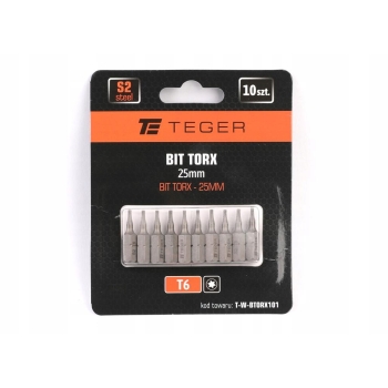 Bit TORX 25 mm T6 (ZESTAW 10 SZT) TEGER, T-W-BTORX101