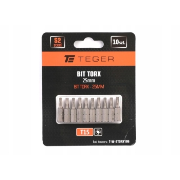Bit TORX 25 mm T15 (ZESTAW 10 SZT) TEGER, T-W-BTORX106