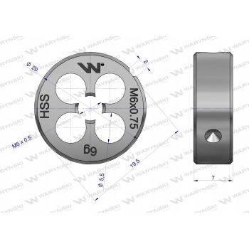 Narzynka metryczna drobnozwojowa M6X0.75 WARYŃSKI