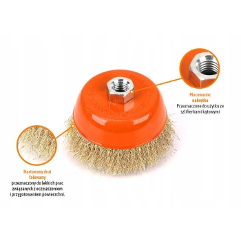 Szczotka doczołowa z nakrętką M14/100 mm TEGER