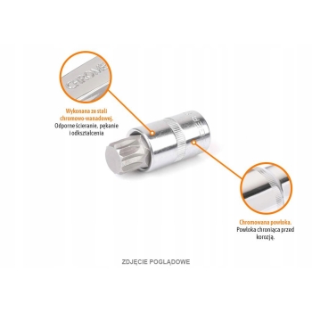 Klucz nasadowy 1/2 z bitem SPLINE 55 mm/M12 TEGER