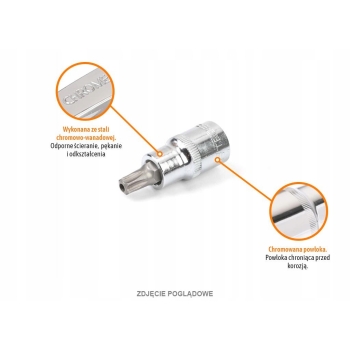 Klucz nasadowy 1/2 bit TORX 55 T40 z otworem TEGER