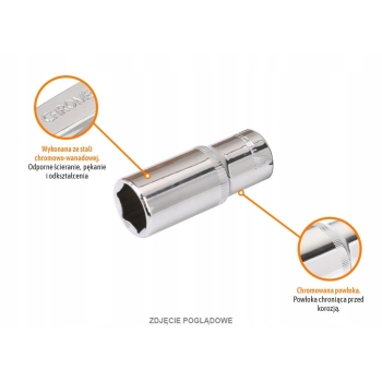 Klucz nasadowy 1/4 sześciokątny długi 8 mm TEGER