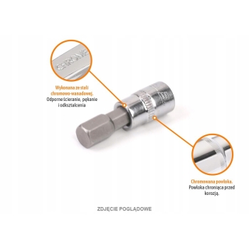 Klucz nasadowy 1/4 z bitem HEX 37 mm/H3 TEGER