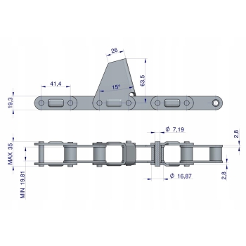 Łańcuch do kukurydzy CA550x54 Laschen CNH WARYŃSKI, W-322718950