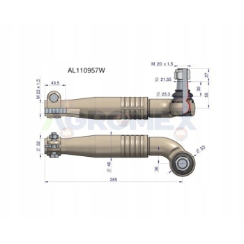 Przegub kierowniczy L 285mm M22 AL110957 WARYŃSKI