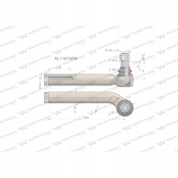 Przegub kierowniczy L 258mm 24 AL116740 WARYŃSKI