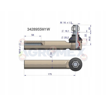 Przegub kierowniczy 175mm M18 3428955M1 WARYŃSKI