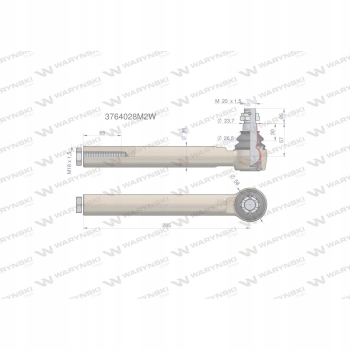 Przegub kierowniczy 285mm M18 3764028M2 WARYŃSKI