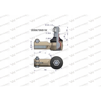 Przegub kierowniczy 106mm M28 3599679M91 WARYŃSKI