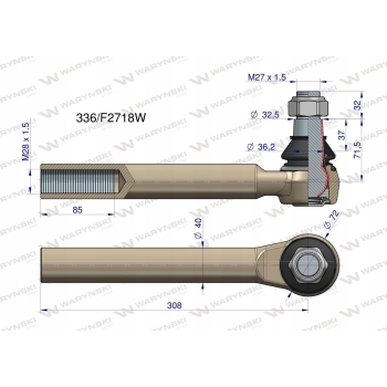 Przegub układu kier. JCB 336/F2718 WARYŃSKI