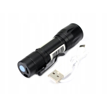 Latarka LED COB 200 lm ładowana USB TEGER