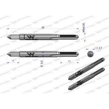 Gwintownik do gwintu metrycznego M3X0.35 WARYŃSKI
