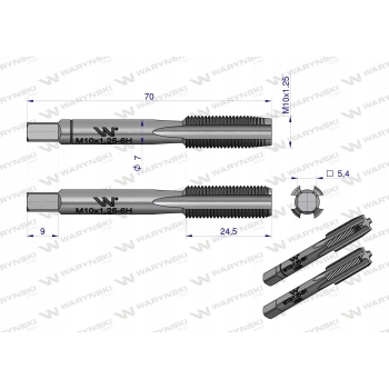 Gwintownik do gwintu metrycznego M10X1.25 WARYŃSKI