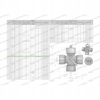 Krzyżak wału 28.50x70.50 smarowanie łoż. WARYŃSKI