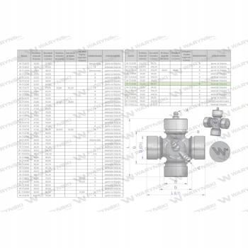 Krzyżak wału 35x98 smarowanie centralne WARYŃSKI