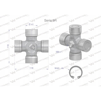 Krzyżak wału 41x118 Seria 9R WARYŃSKI