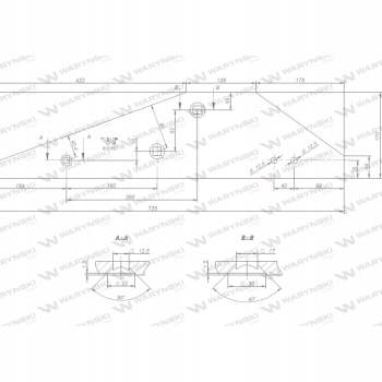 Płoza prawa długa Kverneland stal borowa WARYŃSKI