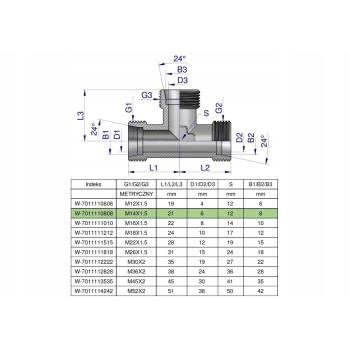 Trójnik hydrauliczny BBB M14x1.5 08L (XT) WARYŃSKI