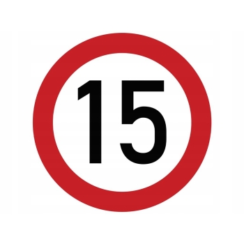 Naklejka laminowana limit prędkości 15 km/h, TAB15