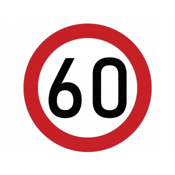 Naklejka laminowana limit prędkości 60 km/h, TAB60