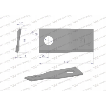 Nóż nożyk kosiarka R 112x48x4 ot 19 Fella WARYŃSKI
