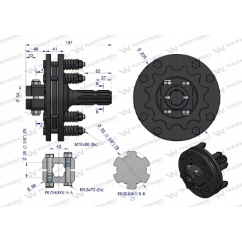Sprzęgło zew cierne wału 1200Nm 1 3/8 Z6 WARYŃSKI