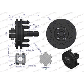 Sprzęgło zew cierne wału 900Nm 1 3/8 Z6 WARYŃSKI