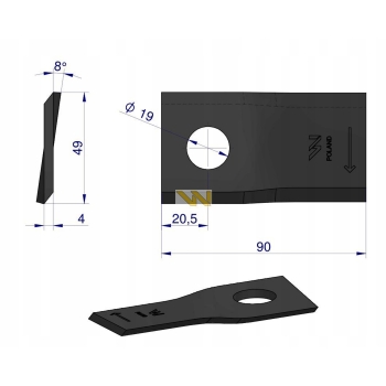 Nóż nożyk kosiarka R 90x48x4 19 Krone WARYŃSKI