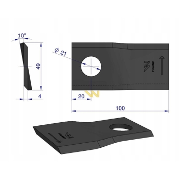 Nóż nożyk kosiarka L 100X50X4 21 Samasz WARYŃSKI