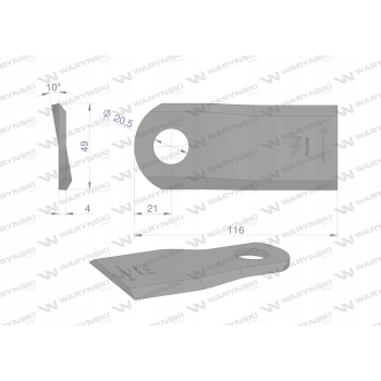 Nóż nożyk kosiarka L 116x48x4 20.5 Kuhn WARYŃSKI
