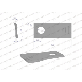 Nóż nożyk kosiarka L 100x40x3 BCS Sipma WARYŃSKI
