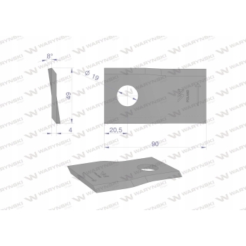 Nóż nożyk kosiarka L 90x48x4 19 Krone WARYŃSKI