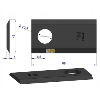 Nóż nożyk kosiarka 89X46X4 20.5 Stoll WARYŃSKI
