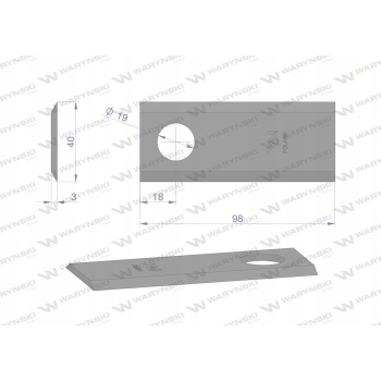 Nóż nożyk kosiarka 98X40X3 19 Galfre WARYŃSKI
