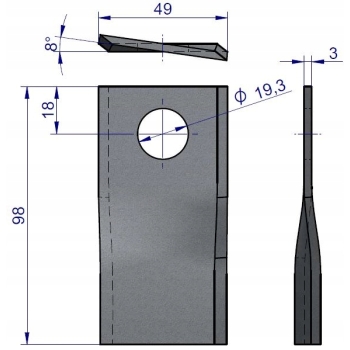 Nóż kosiarka 98X49X3X19,5 Samasz BRZW WARYŃSKI 24x