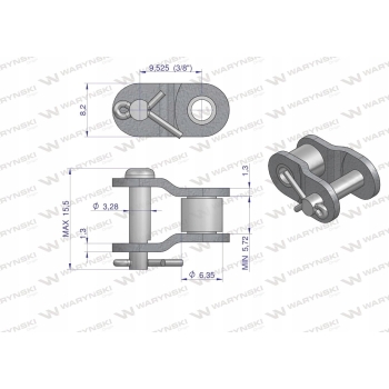 Półogniwo łańcucha P06B-1 (R1 3/8) 10szt. WARYŃSKI